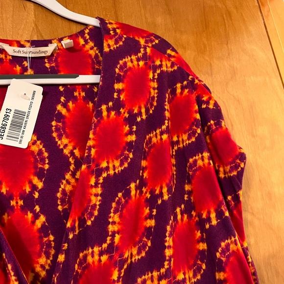 Soft Surroundings Kaveri Dress Abstract Sleeveless Purple V-Neck NWT Size 1X - Picture 3 of 8